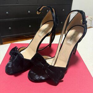 Valentino Velvet bow 2 strap heel